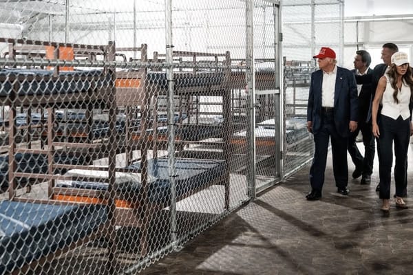 Picture of President Donald Trump and Kristi Noem tour Alligator Alcatraz 