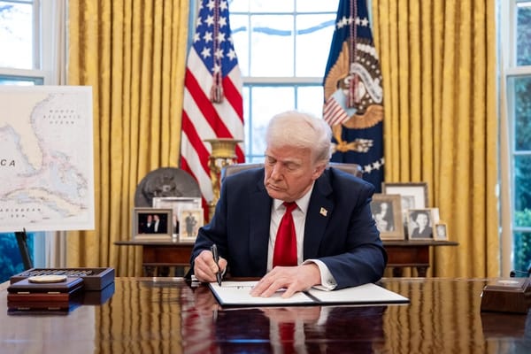 Picture of President Donald J. Trump signing an executive order for tariffs 