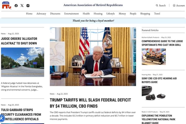Image of the AARR.org website home page with news