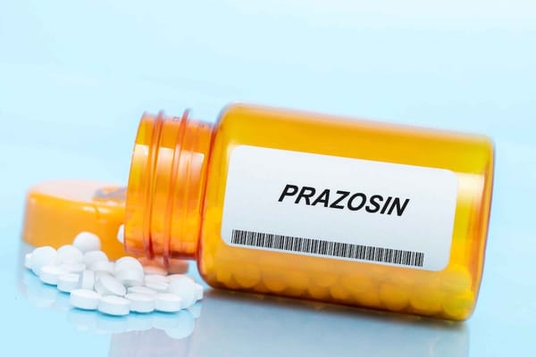 Picture of a prescription bottle labeled Prazosin 