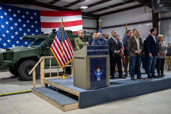 Picture of Attorney General Pam Bondi speaking about the Memphis Safe Task Force 