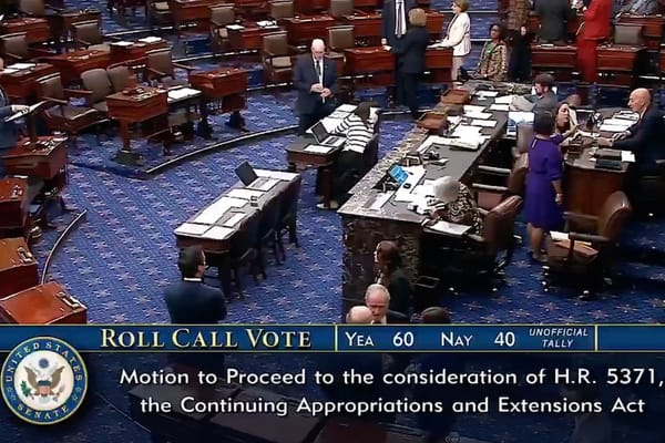 Picture of the final vote for the U.S. senate to approve funding to end government shutdown 