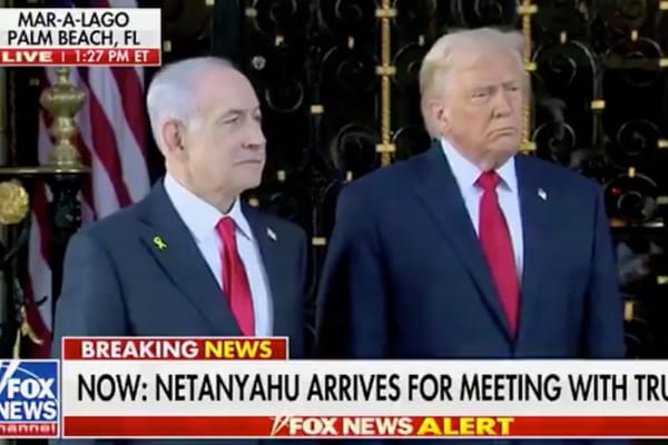 Picture of President Trump alongside Israeli Prime Minister Netanyahu at Mar-a-Lago.