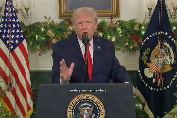 Picture of President Trump announcing a $1,776 warrior dividend for U.S. military members