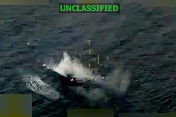 Picture of the US. military's 29th strike on a boat trafficking drugs 