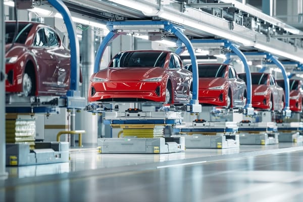 Picture of an auto factory assembly line