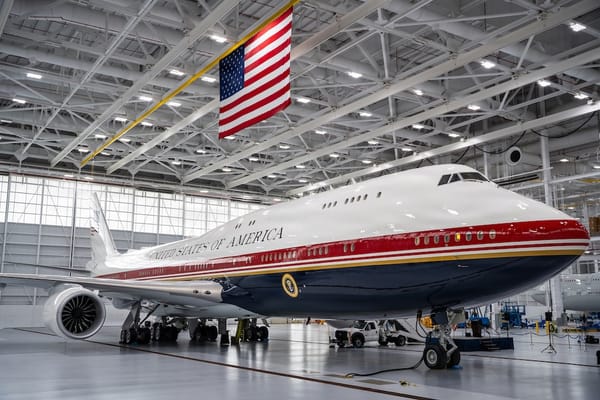 Image of the refurbished Boeing 747-8 now the temporary Air Force One.